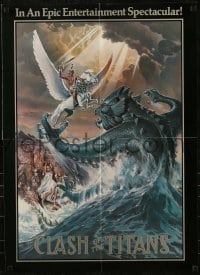 2p165 CLASH OF THE TITANS promo brochure 1981 opens to make a cool 21x30 Daniel Goozee art poster!