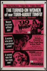 2r016 99 WOMEN/THAT COLD DAY IN THE PARK/PARANOIA 1sh 1970 three features, triple sex & shock!