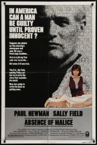 2r021 ABSENCE OF MALICE 1sh 1981 Paul Newman, Sally Field, Sydney Pollack, cool design!