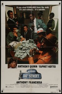 2r023 ACROSS 110th STREET 1sh 1972 Anthony Quinn, Yaphet Kotto has a HUGE pile of money!