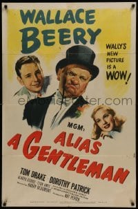 2r036 ALIAS A GENTLEMAN 1sh 1948 cool art of Wallace Beery with top hat & monocle!