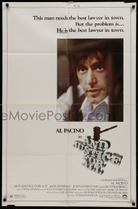 2r057 AND JUSTICE FOR ALL 1sh 1979 directed by Norman Jewison, Al Pacino is out of order!