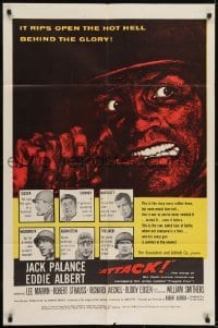 2r080 ATTACK style A 1sh 1956 Robert Aldrich, art of WWII soldier Jack Palance pulling grenade pin!