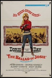 2r094 BALLAD OF JOSIE 1sh 1968 cool full-length art of quick-draw Doris Day pointing shotgun!