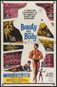 2r105 BEAUTY & THE BODY 1sh 1963 sexy female silhouette & male beefcake!