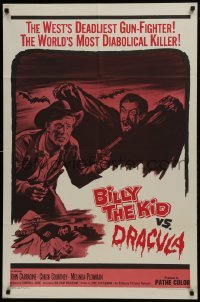 2r128 BILLY THE KID VS. DRACULA 1sh 1965 John Carradine as the vampire, Plowman, cool horror art!
