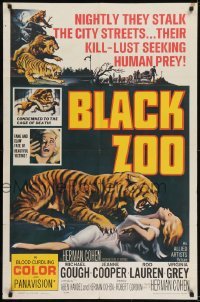 2r136 BLACK ZOO 1sh 1963 great Reynold Brown art of fang & claw killers stalking human prey!
