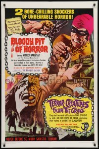 2r145 BLOODY PIT OF HORROR/TERROR-CREATURES FROM GRAVE 1sh 1967 bone-chilling, unbearable horror!