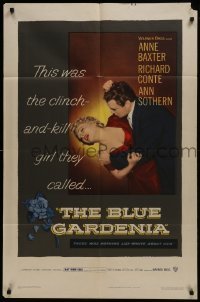 2r147 BLUE GARDENIA 1sh 1953 Fritz Lang, Anne Baxter, there was nothing lily-white about her!