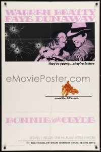 2r152 BONNIE & CLYDE 1sh 1967 notorious crime duo Warren Beatty & Faye Dunaway, Arthur Penn!