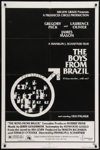 2r158 BOYS FROM BRAZIL style B 1sh 1978 Gregory Peck is a Nazi on the run from Laurence Olivier!
