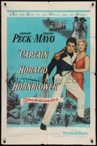 2r193 CAPTAIN HORATIO HORNBLOWER 1sh 1951 Gregory Peck with sword & pretty Virginia Mayo!