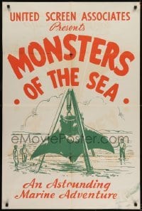 2r293 DEVIL MONSTER 1sh R1930s Monsters of the Sea, cool artwork of giant manta ray!