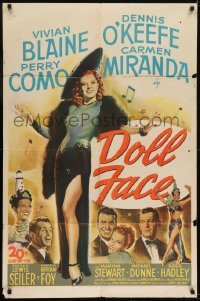 2r319 DOLL FACE 1sh 1945 sexy full-length Vivian Blaine & Carmen Miranda, Perry Como, O'Keefe