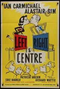 2r600 LEFT RIGHT & CENTRE English 1sh 1959 wacky art of political candidates in love by Langdon!