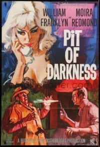 2r744 PIT OF DARKNESS English 1sh 1961 cool art of sexy blonde victim in lace nightie!
