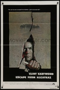 2r355 ESCAPE FROM ALCATRAZ 1sh 1979 Eastwood busting out by Lettick, but missing his signature!