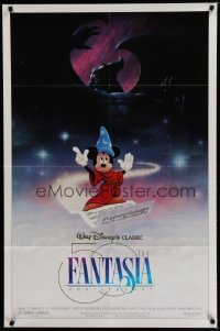 2r371 FANTASIA DS 1sh R1990 great image of Sorcerer's Apprentice Mickey Mouse, Disney classic!