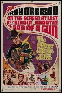2r377 FASTEST GUITAR ALIVE 1sh 1967 cool art of singer Roy Orbison playing guitar firing bullets!