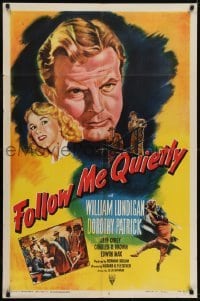 2r397 FOLLOW ME QUIETLY style A 1sh 1949 Fleischer film noir, William Lundigan, Dorothy Patrick!
