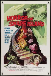2r521 HORROR ON SNAPE ISLAND 1sh 1972 a night of pleasure becomes a night of terror, lighthouse art