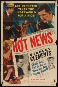 2r525 HOT NEWS 1sh 1953 ace reporter Stanley Clements, cool newspaper artwork!
