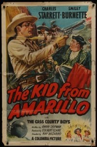 2r570 KID FROM AMARILLO 1sh 1951 great art of Charles Starrett firing his gun by Glenn Cravath!