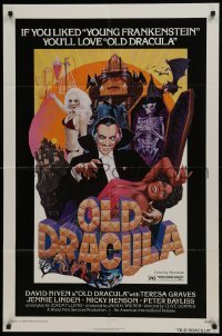 2r711 OLD DRACULA 1sh 1975 Vampira, David Niven as Dracula, Clive Donner, wacky horror art!