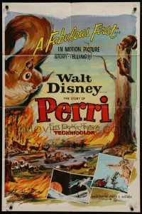 2r736 PERRI 1sh 1957 Disney's fabulous first in motion picture story-telling, wacky squirrels!