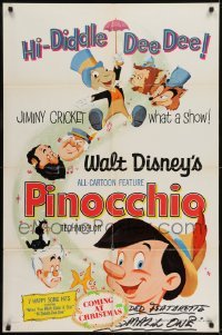 2r742 PINOCCHIO 1sh R1971 Disney classic fantasy cartoon about a wooden boy who wants to be real!