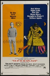 2r747 PLAY IT AGAIN, SAM 1sh R1976 wacky artwork of regular Woody Allen & Bogart Allen!