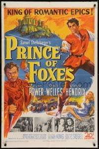 2r754 PRINCE OF FOXES 1sh 1949 Orson Welles, Tyrone Power w/sword protects pretty Wanda Hendrix!