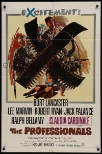 2r757 PROFESSIONALS 1sh 1966 Burt Lancaster, Lee Marvin, Claudia Cardinale, Howard Terpning art!
