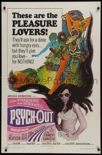 2r758 PSYCH-OUT 1sh 1968 AIP, psychedelic drugs, sexy pleasure lover Susan Strasberg, Dick Clark!