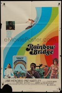 2r761 RAINBOW BRIDGE 1sh 1972 Jimi Hendrix, wild psychedelic surfing & tarot card image!