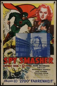 2r846 SPY SMASHER chapter 10 1sh 1942 great artwork of the Whiz Comics super hero in costume!