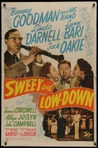 2r873 SWEET & LOW-DOWN 1sh 1944 Benny Goodman playing clarinet, Linda Darnell, Lynn Bari, Jack Oakie