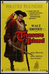 2r939 TREASURE ISLAND 1sh R1975 Bobby Driscoll, Robert Newton as pirate Long John Silver!