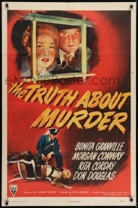 2r942 TRUTH ABOUT MURDER style A 1sh 1946 District Attorney vs. his own wife in court, film noir!
