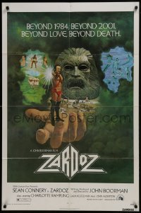 2r997 ZARDOZ 1sh 1974 fantasy art of Sean Connery, who has seen the future and it doesn't work!