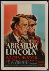 2s151 ABRAHAM LINCOLN linen 1sh R1937 Walter Huston in the title role, D.W. Griffith directed!