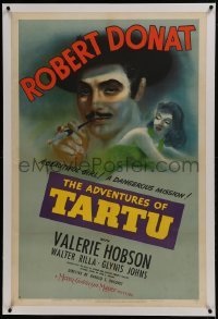 2s153 ADVENTURES OF TARTU linen 1sh 1943 art of Robert Donat with beautiful girl Valerie Hobson!
