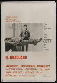 2s058 GRADUATE linen Argentinean 1968 classic image of Dustin Hoffman & sexy leg, Anne Bancroft!