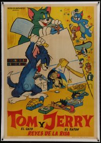 2s060 TOM & JERRY REYES DE LA RISA linen Argentinean 1950s cool different violent cartoon artwork!