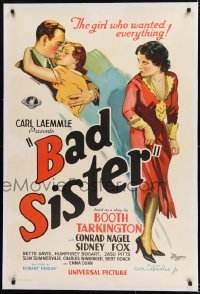 2s161 BAD SISTER linen 1sh 1931 doctor Conrad Nagel is jilted by Bette Davis' bad sister, rare!