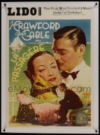 2s089 CHAINED linen pre-war Belgian 1936 different close up of Joan Crawford & Clark Gable, rare!