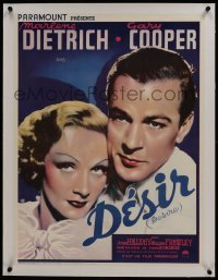 2s094 DESIRE linen pre-war Belgian 1936 sexy jewel thief Marlene Dietrich & Gary Cooper, rare!
