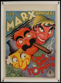 2s097 NIGHT AT THE OPERA linen pre-war Belgian 1936 art of Groucho, Chico & Harpo Marx, ultra rare!
