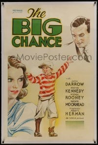 2s166 BIG CHANCE linen 1sh 1933 great Hap Hadley art of young Mickey Rooney, Darrow & Kennedy!