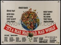 2s082 IT'S A MAD, MAD, MAD, MAD WORLD linen British quad 1964 cool Jack Davis art of entire cast!